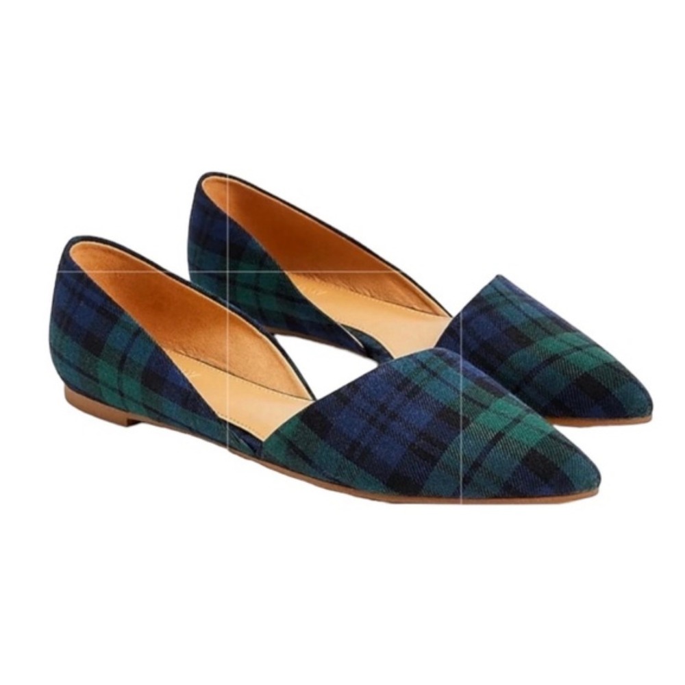 J. Crew Women's Plaid Pointed Toe‎ D Orsay Flats Shoes Size 6